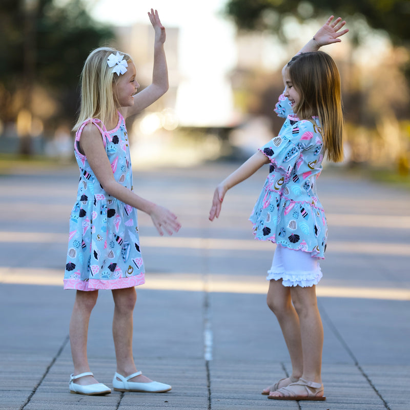 AnnLoren Little & Big Girls Seashells Spaghetti Straps Cotton Knit Summer Beach Dress-6