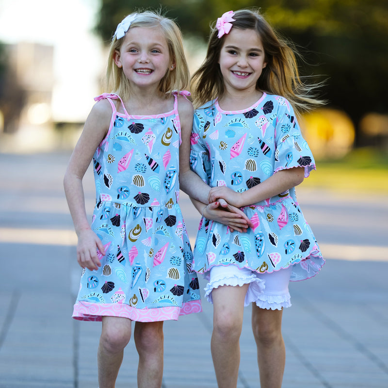 AnnLoren Little & Big Girls Seashells Spaghetti Straps Cotton Knit Summer Beach Dress-5