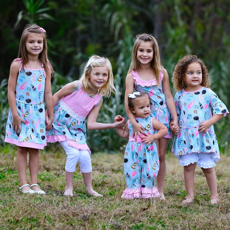 AnnLoren Little & Big Girls Seashells Spaghetti Straps Cotton Knit Summer Beach Dress-4