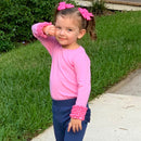 AnnLoren Baby Big Girls Boutique Long Sleeve Dark Pink Ruffle Layering T-shirt-6