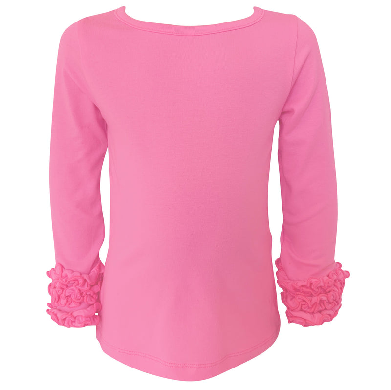 AnnLoren Baby Big Girls Boutique Long Sleeve Dark Pink Ruffle Layering T-shirt-5