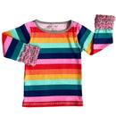 AnnLoren Baby Big Girls Boutique Long Sleeve Rainbow Ruffle Layering T-shirt-5