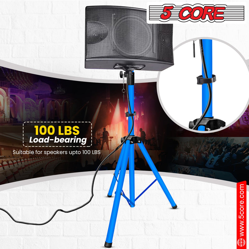 5 Core Speakers Stand Sky Blue Height Adjustable Tripod PA Studio Monitor Holder for Large Speakers DJ Stand Para Bocinas - SS ECO 1PK SKY BLU WoB-2