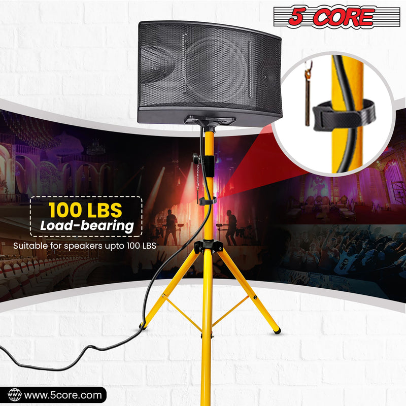 5 Core Speakers Stands 1 Piece Yellow Height Adjustable Tripod PA Monitor Holder for Large Speakers DJ Stand Para Bocinas - SS ECO 2PK YLW WoB-2