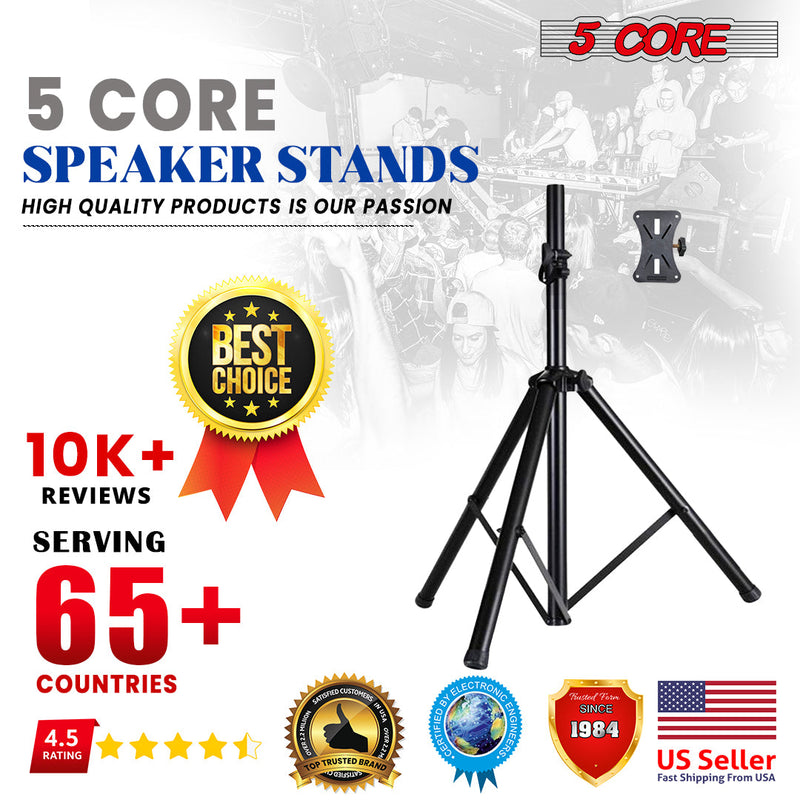 5 Core Speakers Stands 1 Piece Black Height Adjustable Tripod PA Monitor Holder for Large Speakers DJ Stand Para Bocinas - SS ECO 1PK BLK WoB-15