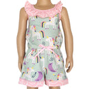 AnnLoren Little & Big Girls Jumpsuit Magical Unicorn Rainbows Spring Romper-0