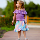 AL Limited Little & Big Girls Purple Eyelet Smocked Top and Tie Dye Skirt-5