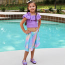 AL Limited Little & Big Girls Purple Eyelet Smocked Top and Tie Dye Skirt-8