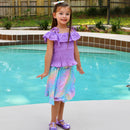 AL Limited Little & Big Girls Purple Eyelet Smocked Top and Tie Dye Skirt-2