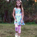 AnnLoren Little & Big Girls Unicorns Rainbow Dress & Pink Swirl Leggings Outfit-3