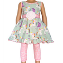 AnnLoren Little & Big Girls Unicorns Rainbow Dress & Pink Swirl Leggings Outfit-0