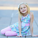 AnnLoren Little & Big Girls Unicorns Rainbow Dress & Pink Swirl Leggings Outfit-4