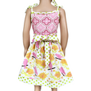Girls Dress Spring Birds and Pink Arabesque Cotton Knit Spaghetti Straps-1