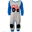 AnnLoren Baby Toddler Boys Long Sleeve Truck Romper Blue and Grey-1