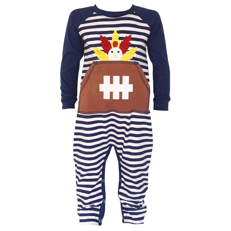 AnnLoren Boys Long Sleeve Turkey Football Baby Toddler Romper One Piece-0