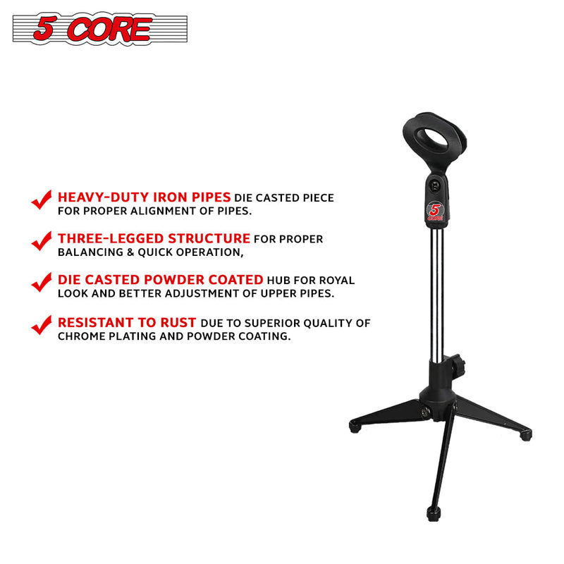 5 Core Microphone Stand Tripod Mic Stand Universal Adjustable Desk Microphone arm with Small Plastic Microphone Clip MS MINI TRI CH-6