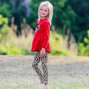 AnnLoren Girls Winter Leopard Heart Holiday Dress Tunic & Leggings Set Outfit-2
