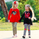 AnnLoren Girls Winter Leopard Heart Holiday Dress Tunic & Leggings Set Outfit-5