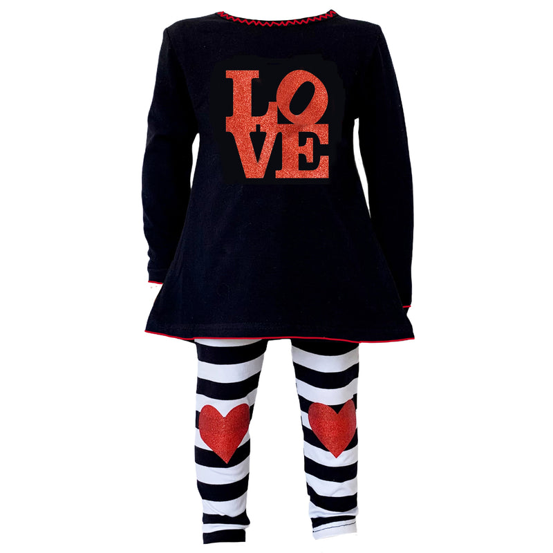 AnnLoren Girls LOVE Heart Tunic & Leggings Valentine's Day Outfit-0