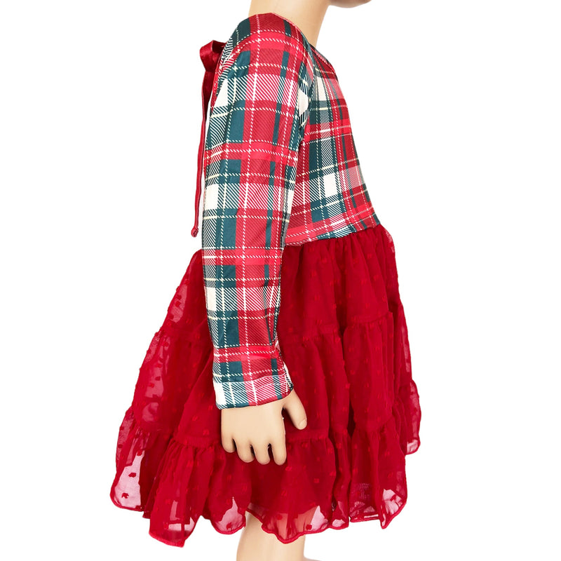 Boutique Red Plaid Tutu Dress Christmas Holiday Dress-3