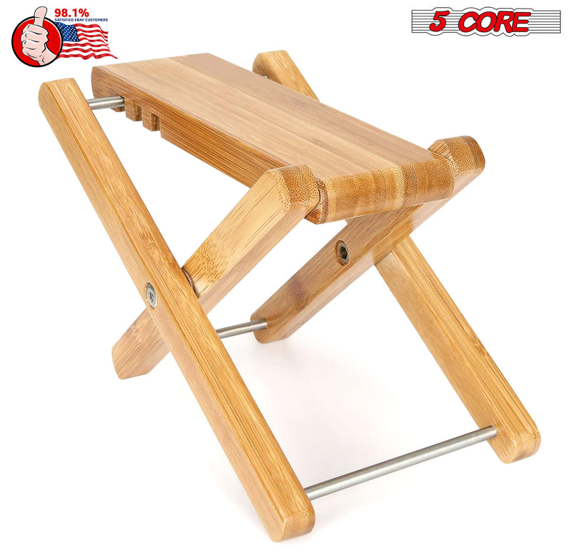 5 Core Wood Guitar Footstool/ 3-Position Height Adjustable Guitar Foot Stand/ Solid Wood Folding Footstool/ classical guitar foot stool, guitar leg support- GFS WD-9
