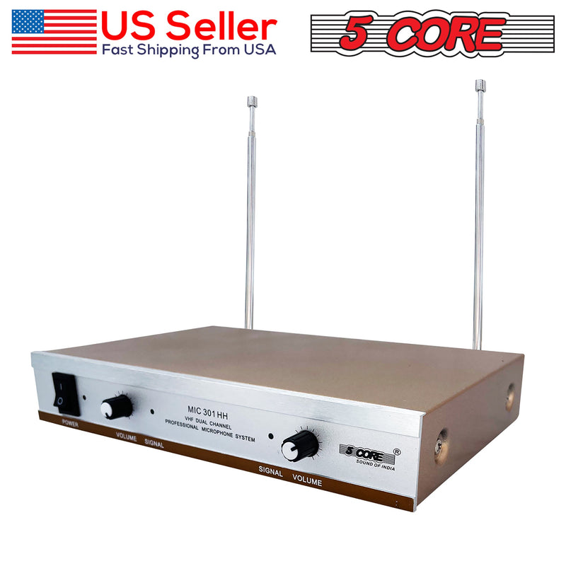 5 Core VHF Dual Channel DIGITAL Wireless Microphone System Receiver - WM 301 HH-12