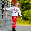 AL Limited Girls LOVE Christmas Top & Red Polka Dot Ruffle Pants Set-4