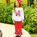AL Limited Girls LOVE Christmas Top & Red Polka Dot Ruffle Pants Set-2