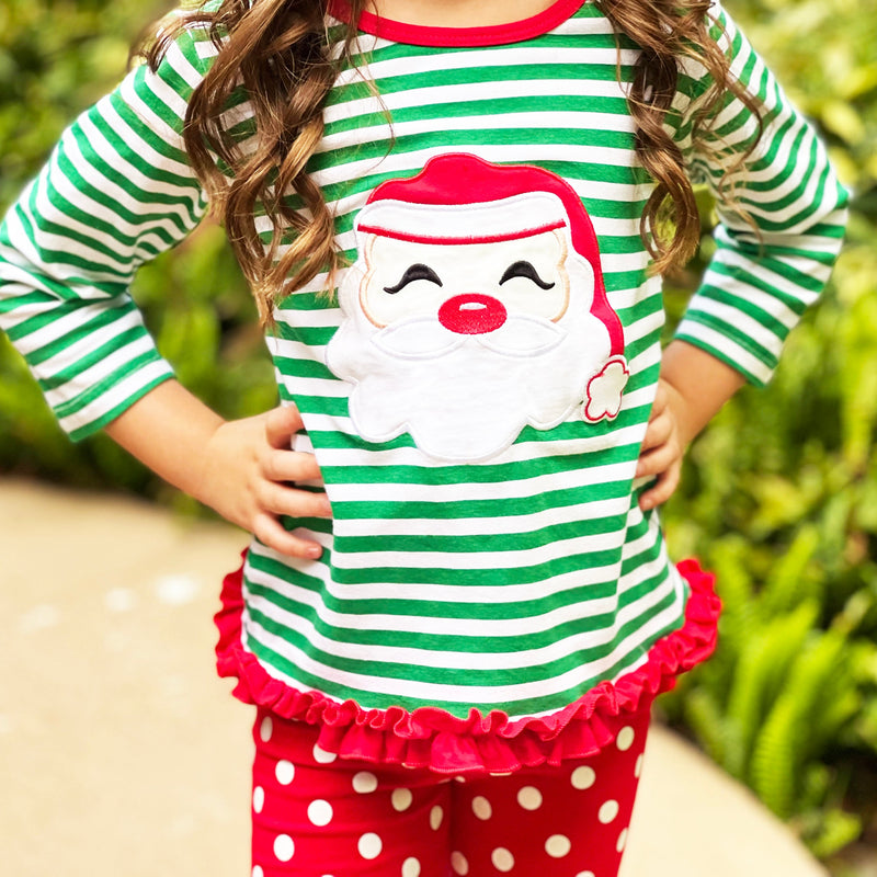 AL Limited Girls Christmas Holiday Santa Tunic Polka dot Pants Party Outfit-5