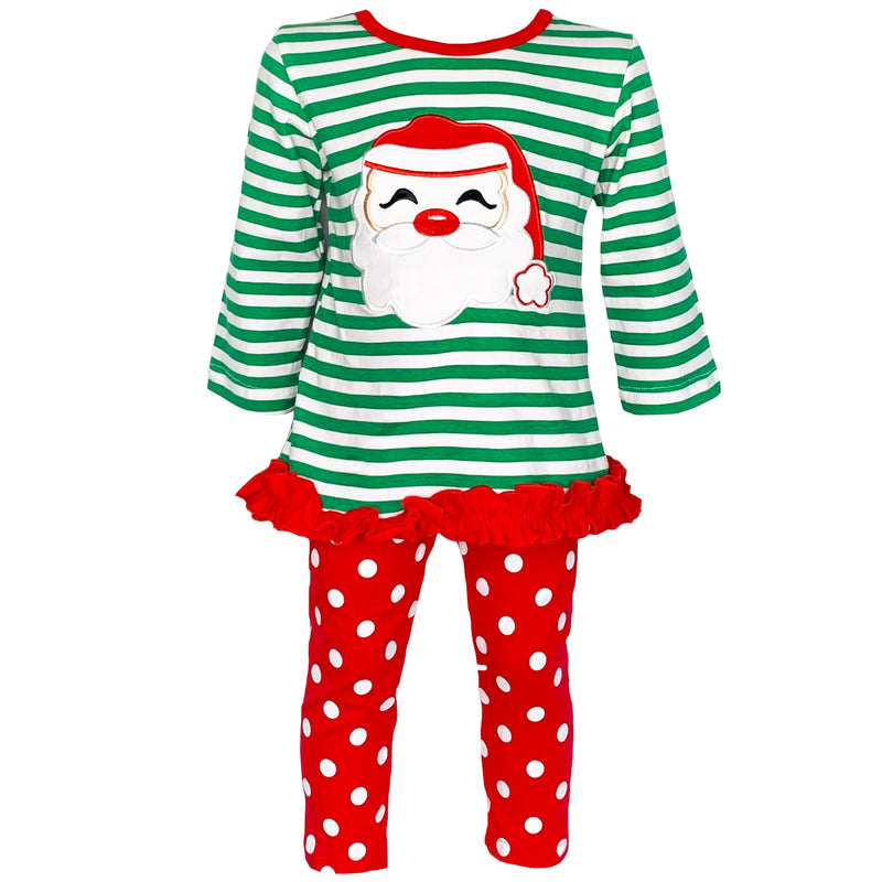 AL Limited Girls Christmas Holiday Santa Tunic Polka dot Pants Party Outfit-10
