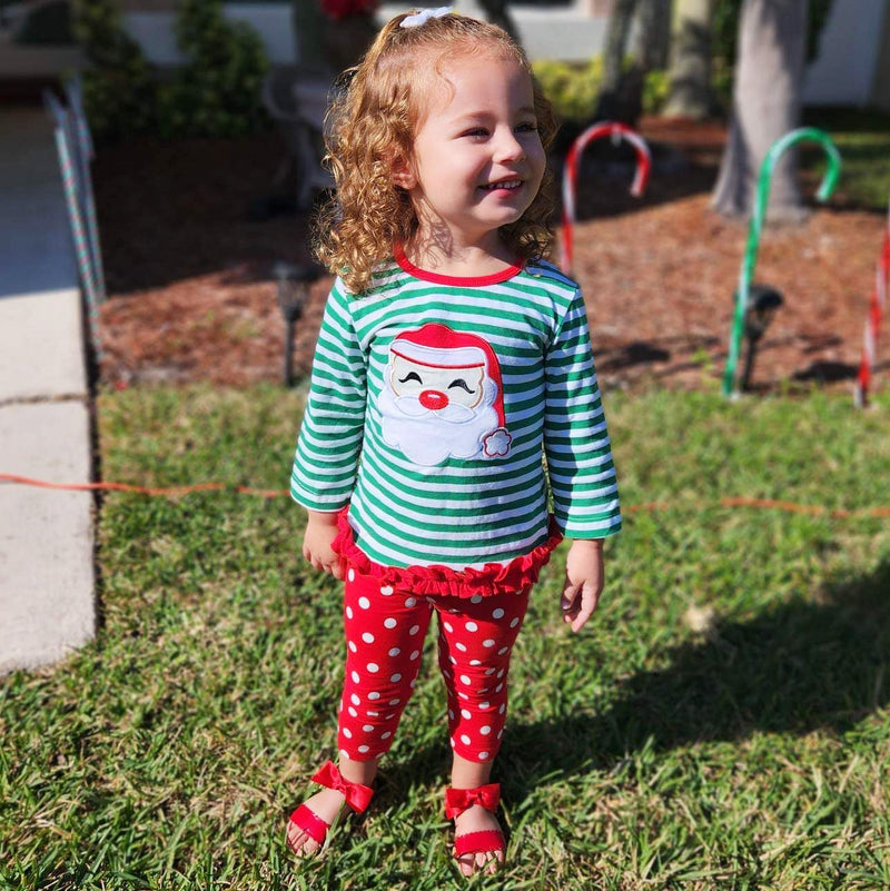 AL Limited Girls Christmas Holiday Santa Tunic Polka dot Pants Party Outfit-8