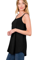 Gemma Spaghetti Strap V-Neck Flowy Tunic Tank Top-2