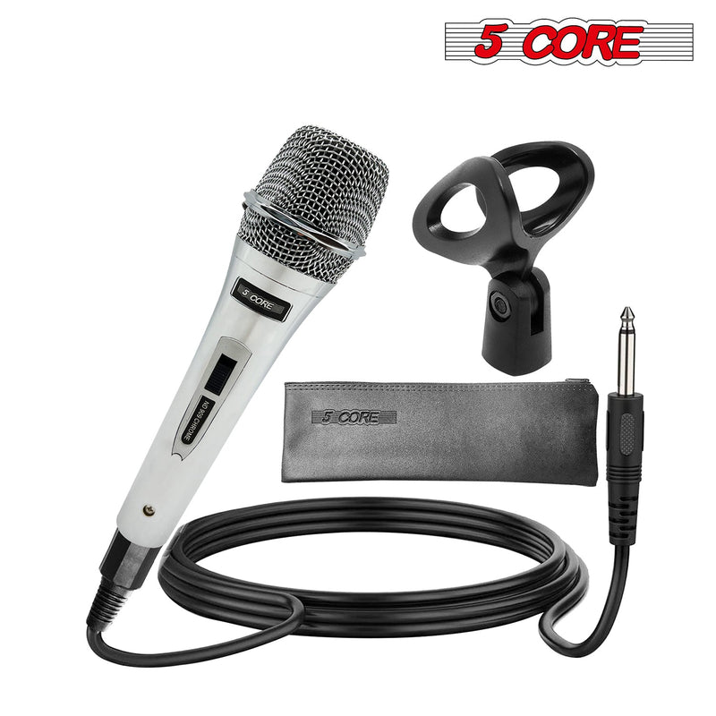 5 Core Microphone Professional Dynamic Karaoke XLR Wired Mic w ON/OFF Switch Pop Filter Cardioid Unidirectional Pickup Micrófono -ND 909 CHROME-2