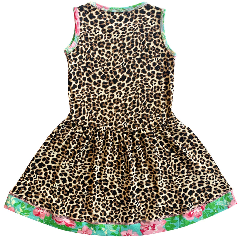 AnnLoren Little & Big Girls Spring Leopard Rose Floral Sleeveless Boutique Dress-1