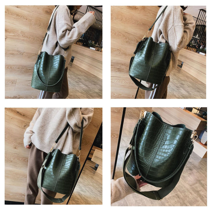 Blake Shoulder Bag -Olive Croc-6