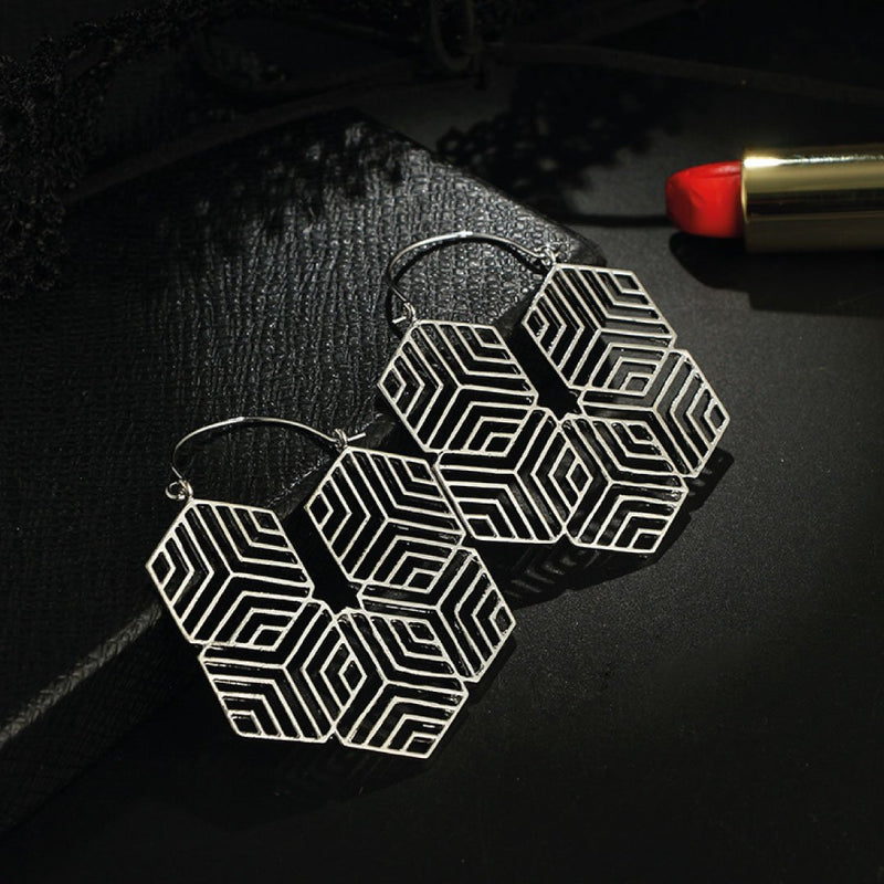 Hex -Silver Earrings-2