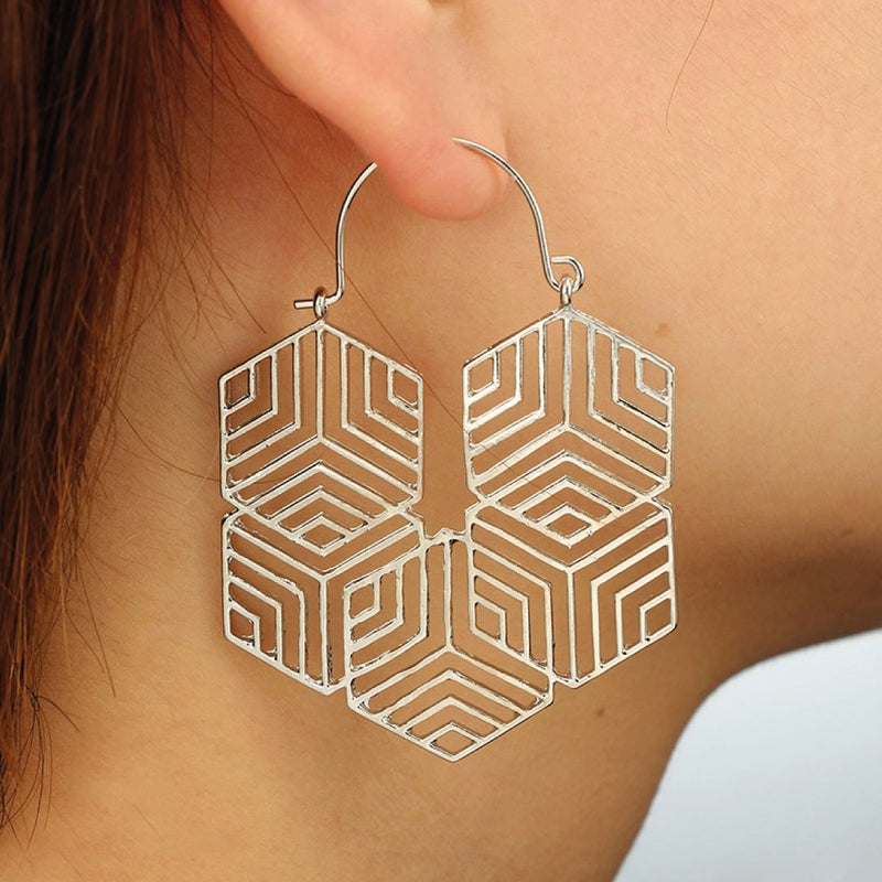 Hex -Silver Earrings-1