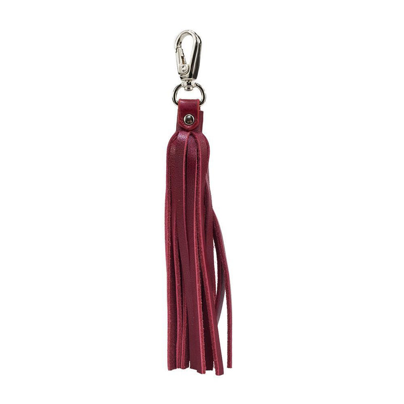 Fringe Power Leather Bag Charm- Cab/Silver-0