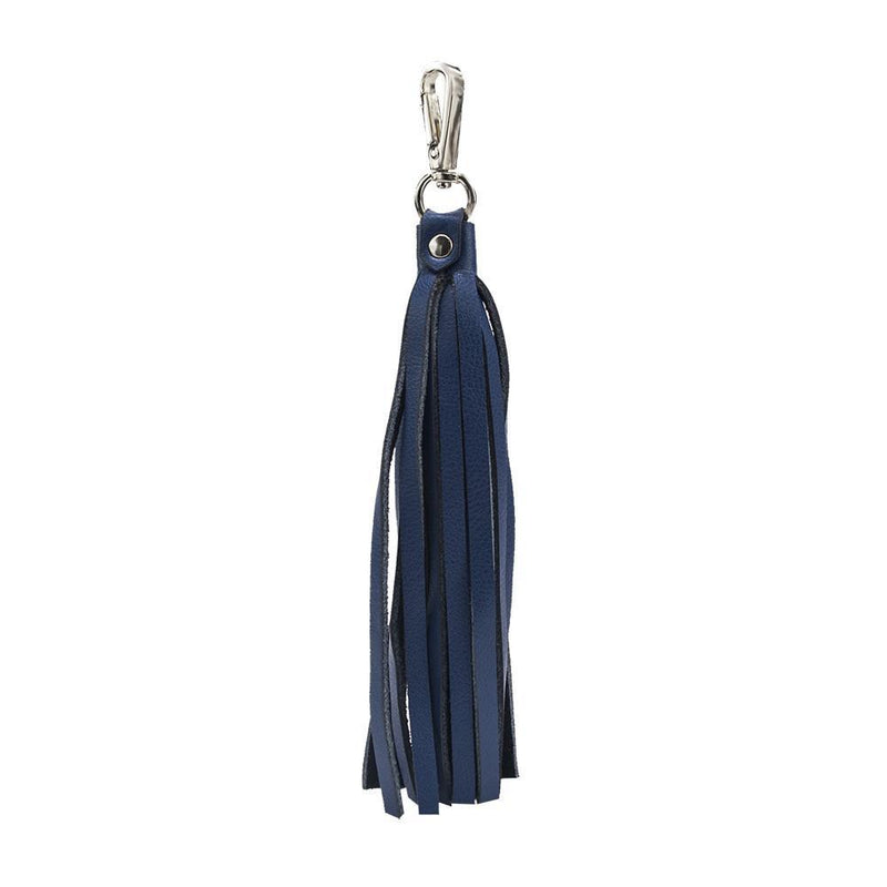 Fringe Power Leather Bag Charm-Sapphire/Silver-0