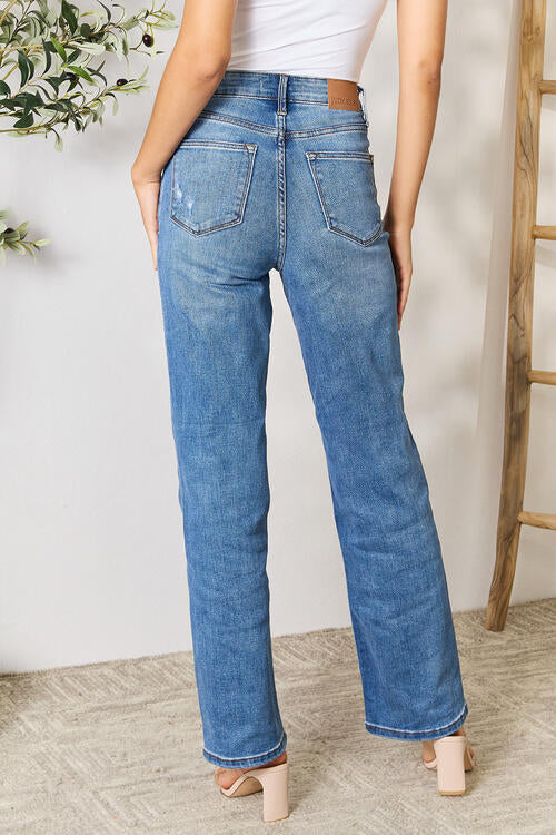 High Waist Distressed Jeans-1