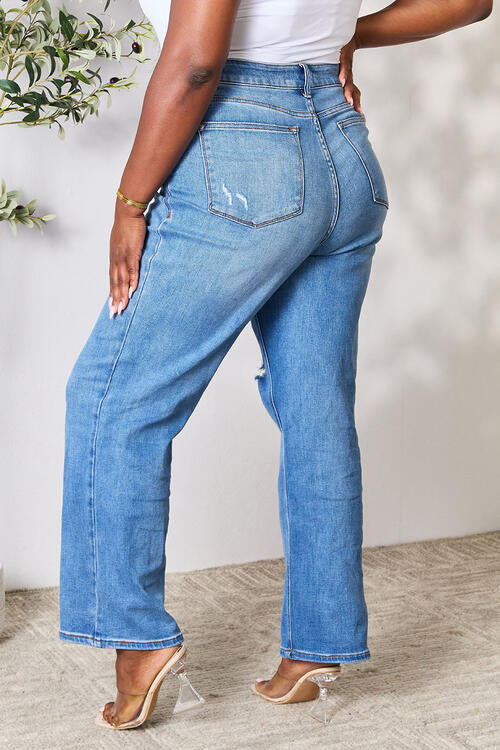 High Waist Distressed Jeans-6