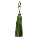 Leather Tassel - Silver/Green-0