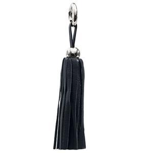 Leather Tassel - Silver/Navy Blue-0