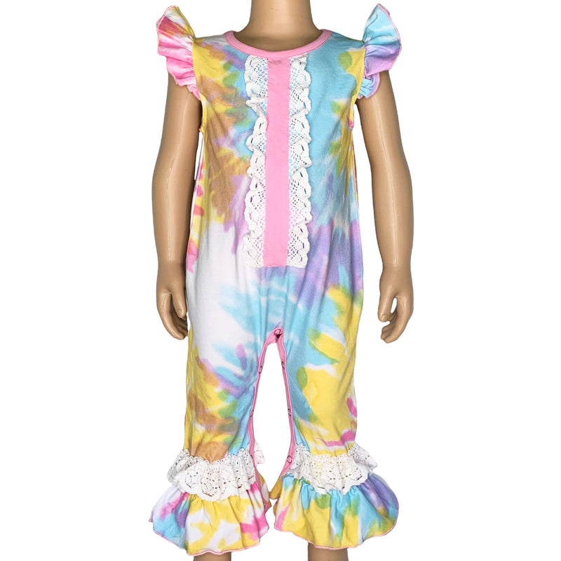 AnnLoren Boutique Pastel Tie Dye Baby Girls Romper Onesie Toddler Jumpsuit-0