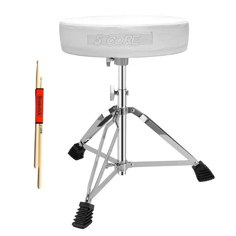 5 Core Drum Throne Height Adjustable Guitar Stool Thick Padded Memory Foam DJ Chair Seat with Anti Slip Feet Multipurpose Musician Chair for Adults and Kids Drummer Cello Guitar Player - DS CH WH-0