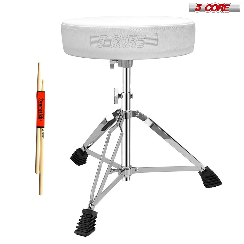 5 Core Drum Throne Height Adjustable Guitar Stool Thick Padded Memory Foam DJ Chair Seat with Anti Slip Feet Multipurpose Musician Chair for Adults and Kids Drummer Cello Guitar Player - DS CH WH-17