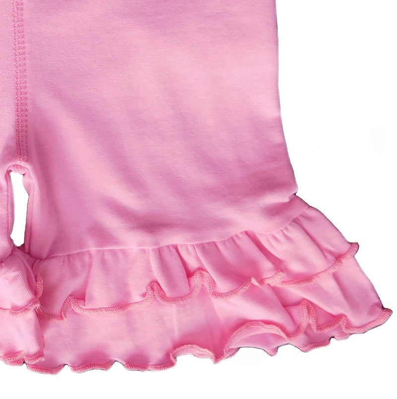 AnnLoren Little/Big Girls Pink Stretch Cotton Knit Ruffled Shorts-2