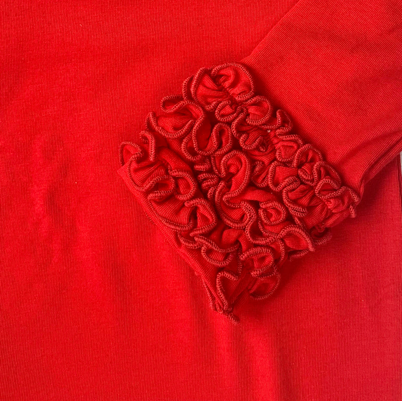 AnnLoren Baby Big Girls Boutique Long Sleeve Red Ruffle Layering T-shirt-1