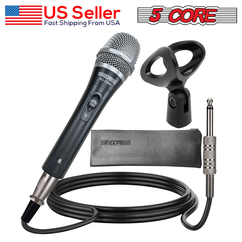 5 Core Microphone Professional Dynamic Karaoke XLR Wired Mic w ON/OFF Switch Pop Filter Cardioid Unidirectional Pickup Handheld Micrófono -ND-7800X-13