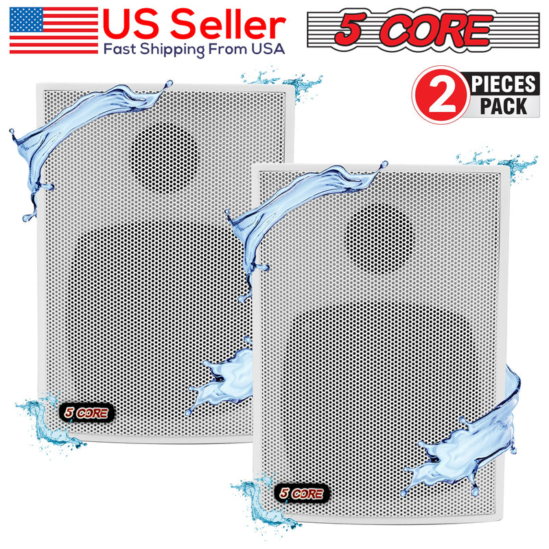 5 Core Wall Mount Speakers Outdoor 20W 1 Piece Stereo Wired Speaker White For Studio Patio Pool Home Office Commercial Places - 13T WH 1PK-12